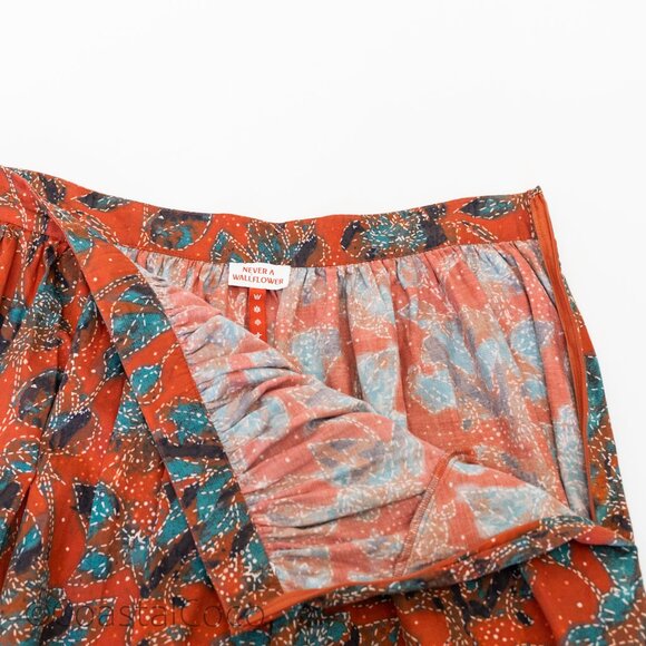 Never A Wallflower Yarrow Maxi Skirt L 100% Cotton Flowy Boho Floral Prairie - Picture 2 of 6